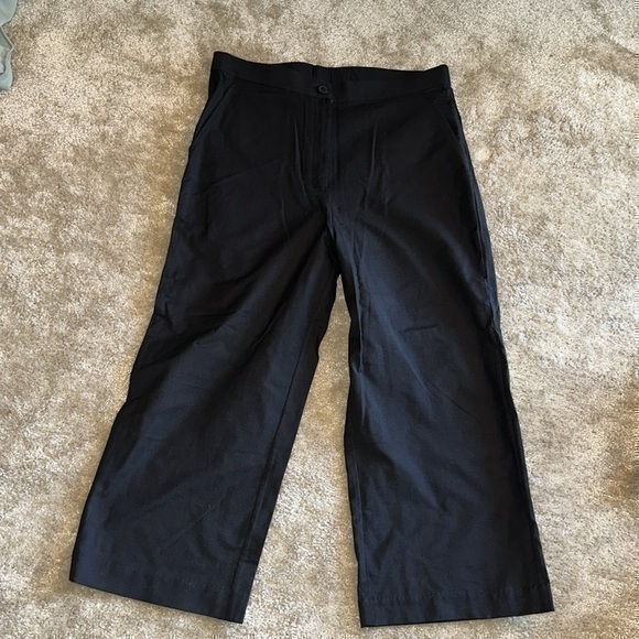 Turnblack India Linen Black Part of You High-Waisted Ankle Cropped Pants - Picture 10 of 15